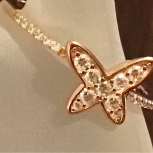 NEW Diamonique Butterfly 🦋 Ring…Size 9…Rose Over Sterling